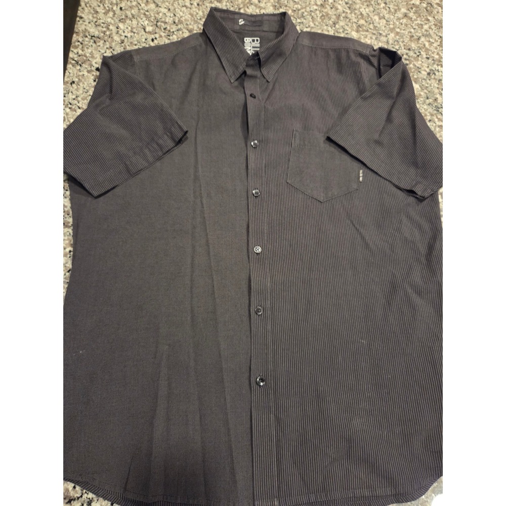 Billabong Mens XL Short Sleeve Pinstripe Button Down Shirt Charcoal Grey 1167